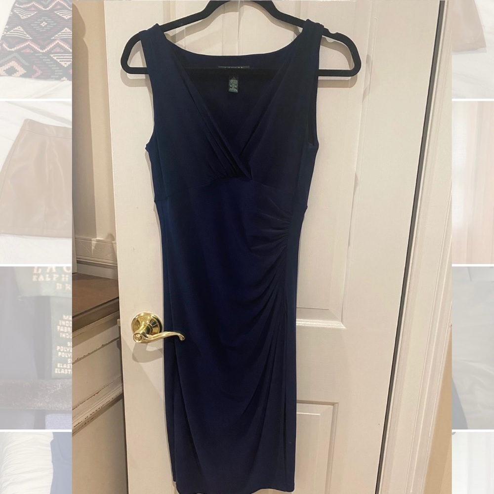 Ralph Lauren Navy Blue fitted midi dress